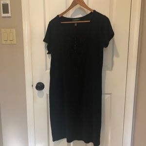 Lauren by Ralph Lauren Black Cotton Dress in T-shirt type material, XL
